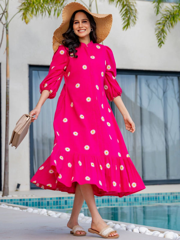 Pop Of Pink Midi Dress