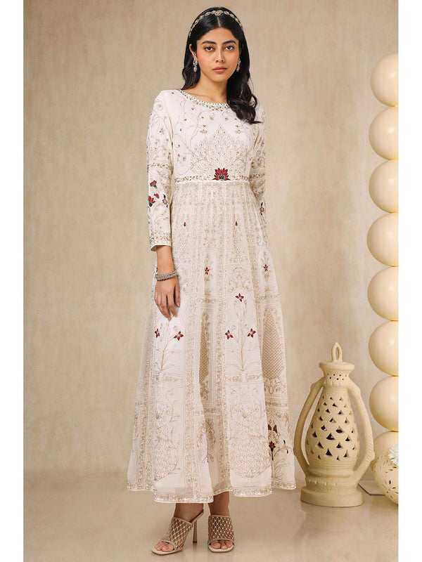 Women White Embroidered Maxi Dress