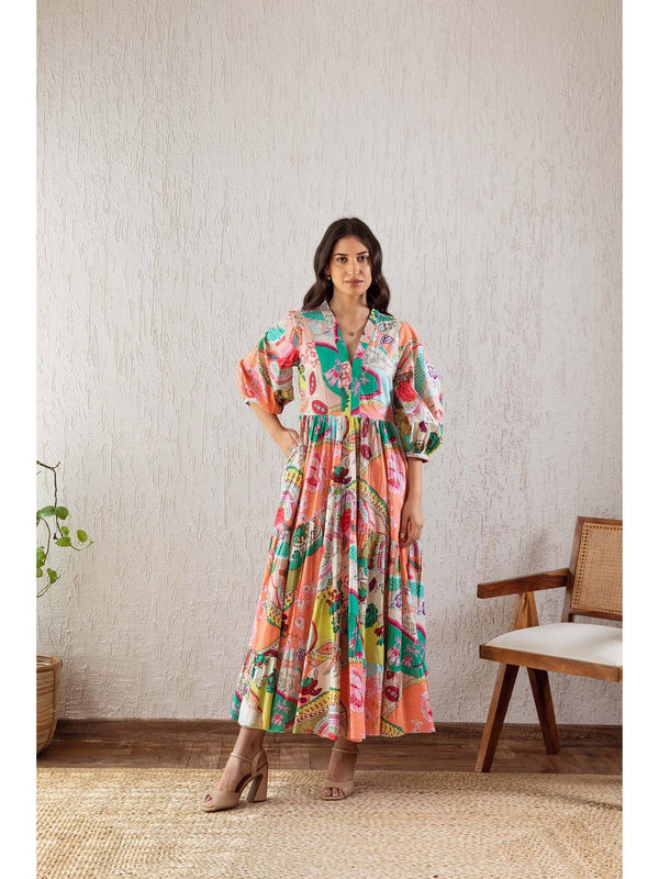 Uros Multi-Color Tier Maxi Dress